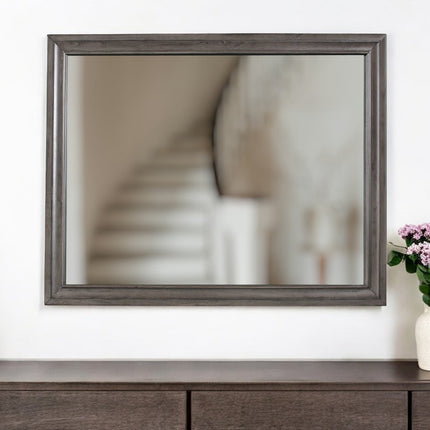 37" Gray Wood Framed Accent Mirror