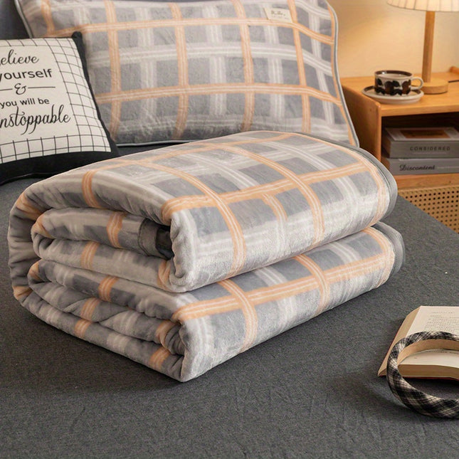 1pc Ultra-Soft Milk Fleece Blanket - All-Season Luxury Bedspread, Throw, or Car Blanket