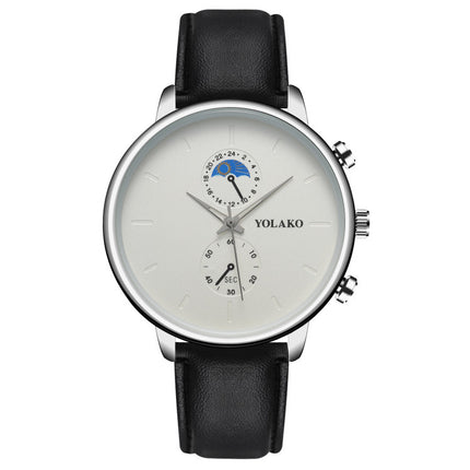Leather Belt Two Eye Ultra-thin Quartz Men's Watch