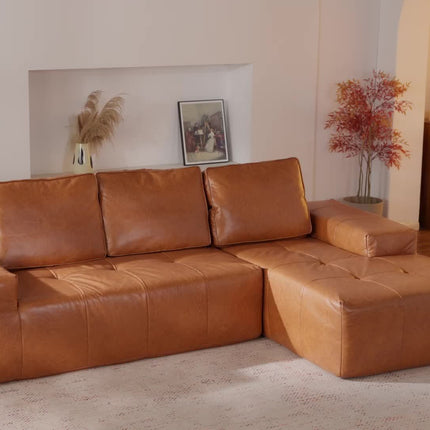 Modern Couch, L-Shaped Sectional Sofa, Oversized Modular Boneless Design with Lounge