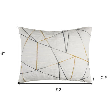 Gray And Ivory Abstract King Quilt