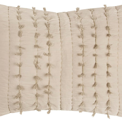 86" X 70" Natural Striped Cotton Quilt