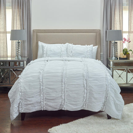 86" X 70" White Striped Cotton Quilt