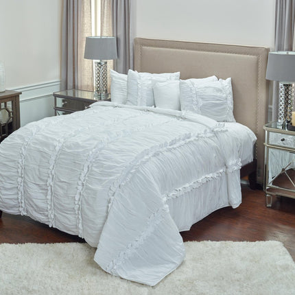86" X 70" White Striped Cotton Quilt