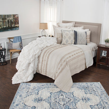 92" X 106" Natural Striped Cotton Quilt