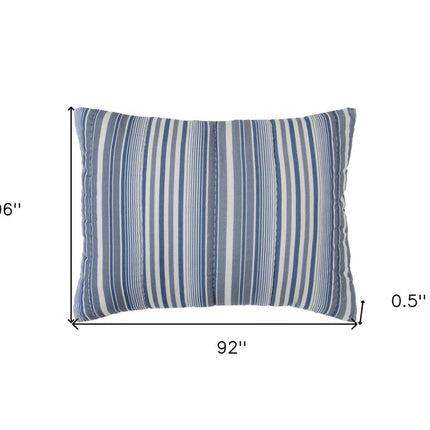 Blue And White Striped King Quilt