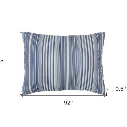 Blue And White Striped Queen Quilt