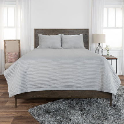 92" X 90" Gray Geometric Cotton Quilt