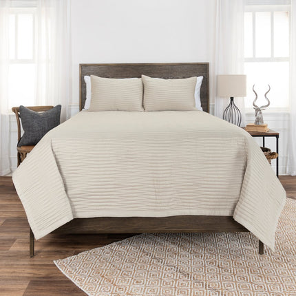 92" X 106" Natural Geometric Cotton Quilt