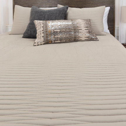 92" X 106" Natural Geometric Cotton Quilt