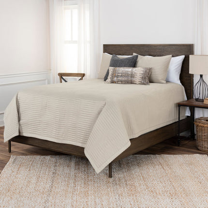 92" X 90" Natural Geometric Cotton Quilt