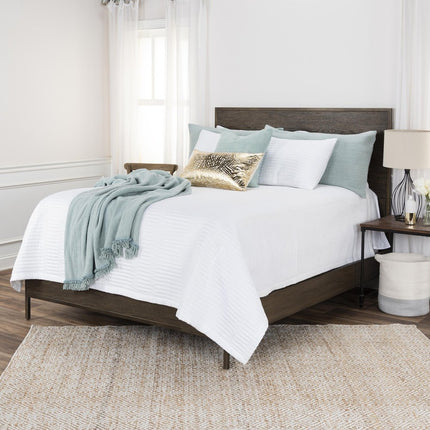 92" X 90" White Geometric Cotton Quilt