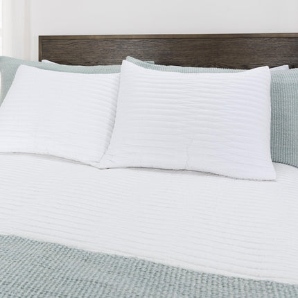 92" X 90" White Geometric Cotton Quilt