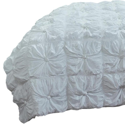 86" X 68" White Geometric Cotton Quilt