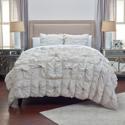 Natural Twin Cotton Blend Washable Polyester Down Alternative Comforter Set With Two Shams