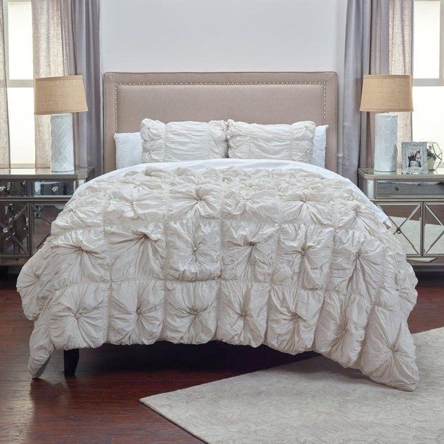 Natural Twin Cotton Blend Washable Polyester Down Alternative Comforter Set With Two Shams