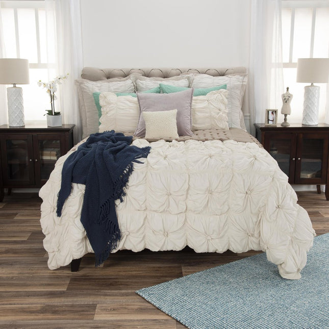 Natural Twin Cotton Blend Washable Polyester Down Alternative Comforter Set With Two Shams