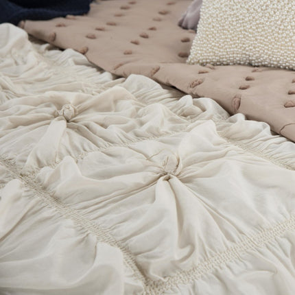 Natural Twin Cotton Blend Washable Polyester Down Alternative Comforter Set With Two Shams