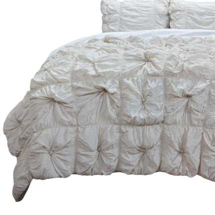 Natural Twin Cotton Blend Washable Polyester Down Alternative Comforter Set With Two Shams