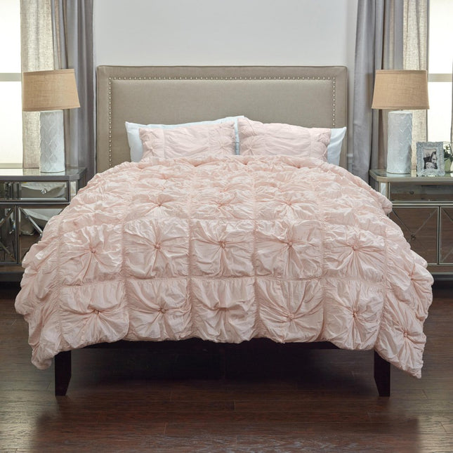 Pink Twin Cotton Blend Washable Polyester Down Alternative Comforter Set With Sham