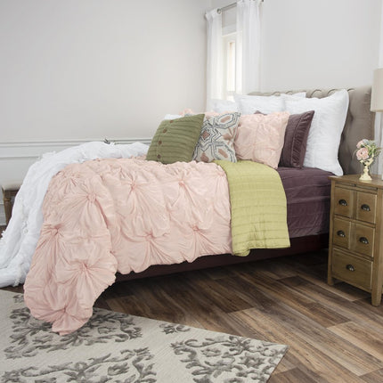Pink Twin Cotton Blend Washable Polyester Down Alternative Comforter Set With Sham