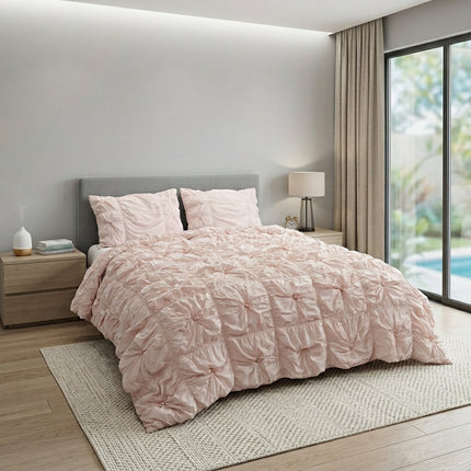 Pink Twin Cotton Blend Washable Polyester Down Alternative Comforter Set With Sham