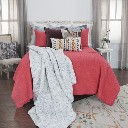92" X 106" Orange Floral Cotton Quilt