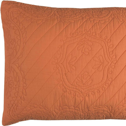86" X 70" Orange Floral Cotton Quilt