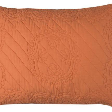 86" X 70" Orange Floral Cotton Quilt