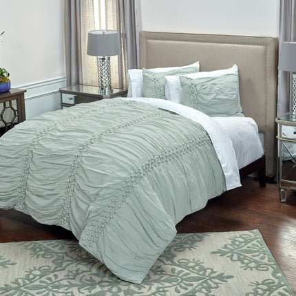 92" X 106" Blue Striped Cotton Quilt
