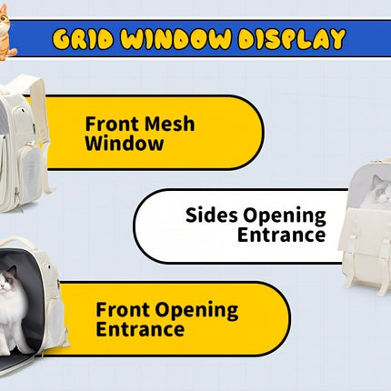 Large Capacity Portable Pet Carrier Backpack Breathable Nylon with Transparent Front Panel