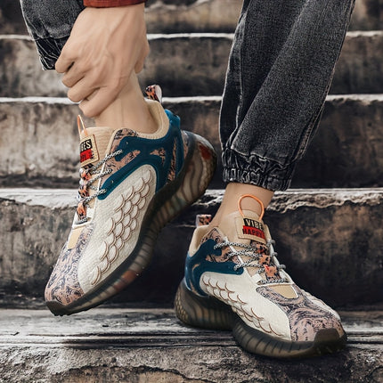 Men's All-Terrain Outdoor Sneakers with Multi-Color Rubber Sole, Low-Top Breathable