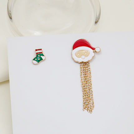 Christmas Brooch Alloy Drip Oil Snowflake Tassel