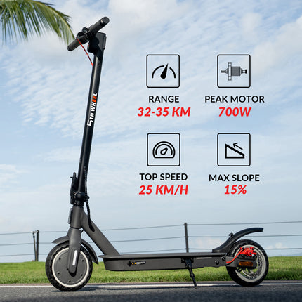 5-Wheel Foldable Adult Electric Scooter - Max Power 700W - 8.5" - 25km/h - 1-Year Warranty - 32-35km Range - 36V 7.5AH