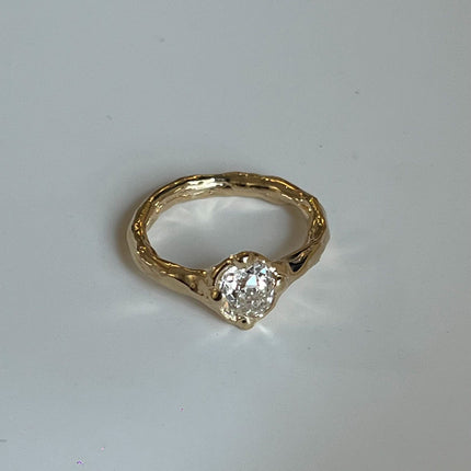 Womens Fashionable Vintage Irregular Oval Rhinestone Ring