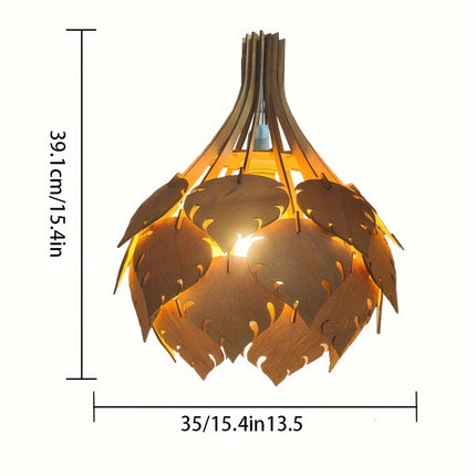 Rustic Farmhouse Wooden Chandelier Lampshade - Easy Assembly, Perfect for Bedroom, Living Room & Kitchen Decor