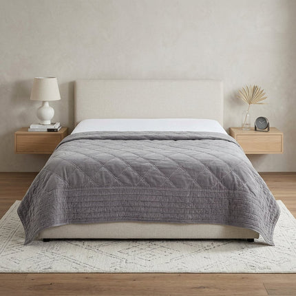 92" X 90" Gray Geometric Cotton Quilt