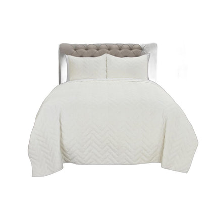 92" X 106" White Chevron Cotton Quilt