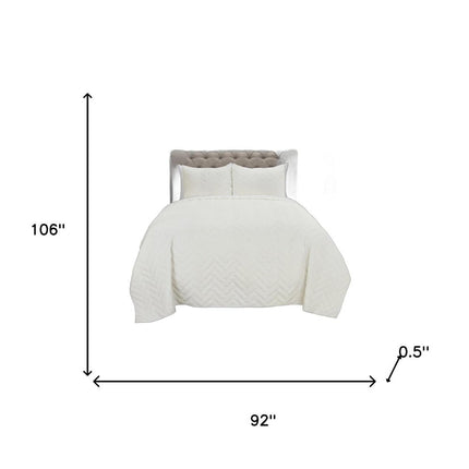 92" X 106" White Chevron Cotton Quilt