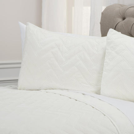 92" X 90" White Chevron Cotton Quilt