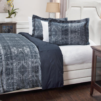 Indigo King Cotton Washable Polyester Duvet Cover Set With Two Shams