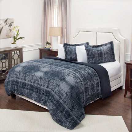 Indigo King Cotton Washable Polyester Duvet Cover Set With Two Shams