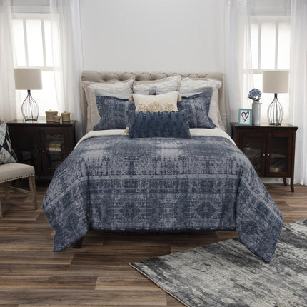 Indigo King Cotton Washable Polyester Duvet Cover Set With Two Shams