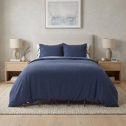 Indigo King Cotton Washable Polyester Duvet Cover Set With Two Shams