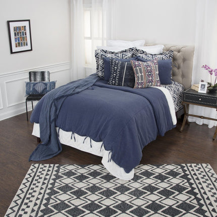 Indigo King Cotton Washable Polyester Duvet Cover Set With Two Shams
