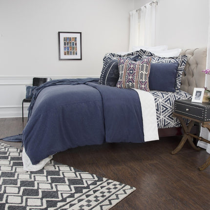Indigo King Cotton Washable Polyester Duvet Cover Set With Two Shams