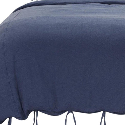 Indigo Queen Cotton Washable Polyester Duvet Cover Set With Two Shams