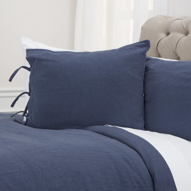 Indigo Queen Cotton Washable Polyester Duvet Cover Set With Two Shams