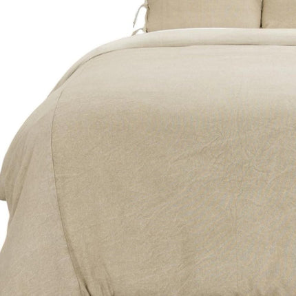 Natural King Cotton Washable Polyester Duvet Cover Set With Two Shams
