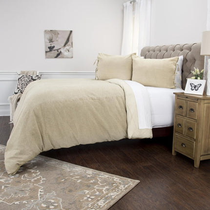 Natural King Cotton Washable Polyester Duvet Cover Set With Two Shams